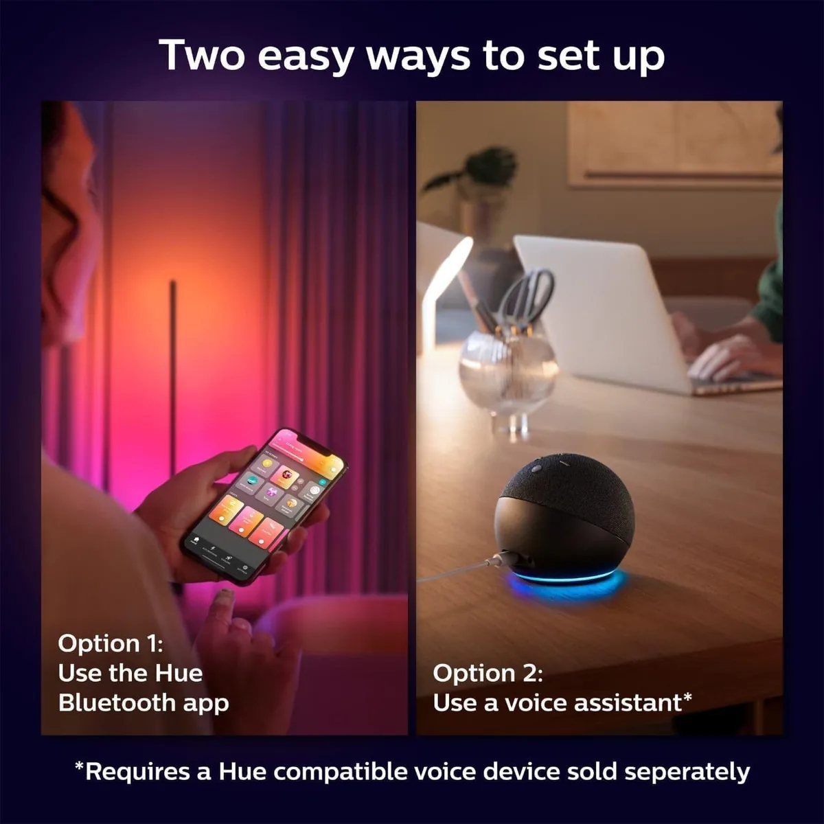 Philips Hue RGB Gradient Signe LED Smart Floor Lamp - Pack of 1 - Indoor - Flowing Multicolor Effect - Control with Voice or App - Compatible with Alexa, Apple HomeKit and Google Assistant - Black