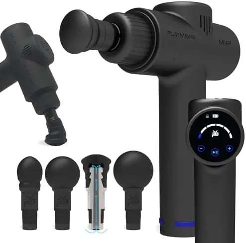 MVP+ Percussion Massage Gun Kit, Personal Massager Tool, Body Massagers for Muscles, Hand Held Massager, 14 mm Deep Tissue Massage Tools, Muscle Gun (Black Gun Massager + 4 Tips)