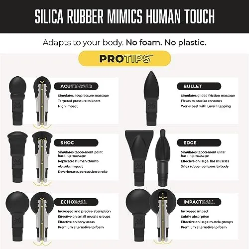 MVP+ Percussion Massage Gun Kit, Personal Massager Tool, Body Massagers for Muscles, Hand Held Massager, 14 mm Deep Tissue Massage Tools, Muscle Gun (Black Gun Massager + 4 Tips)