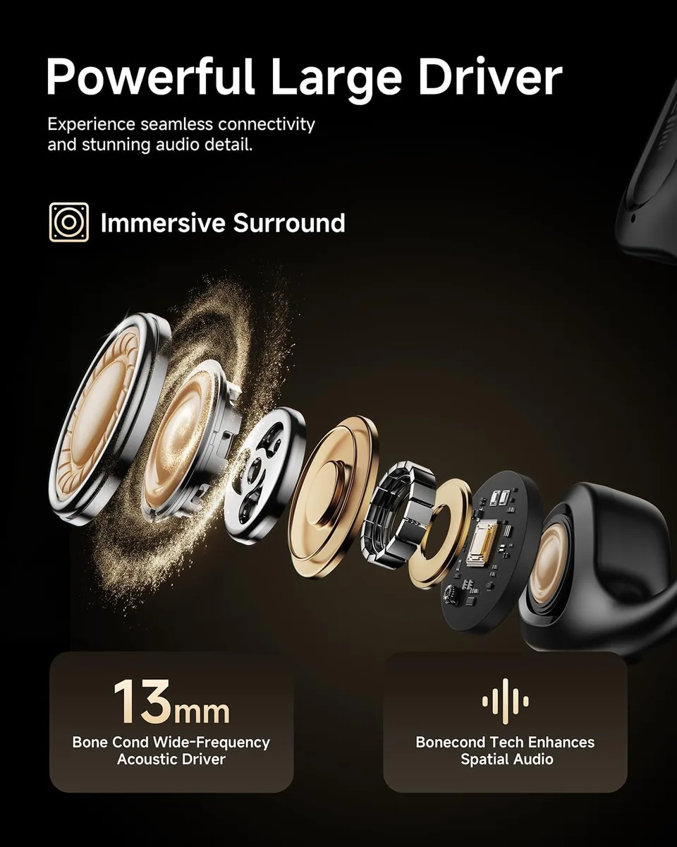PSIER Bone Conduction Headphones, 2026 Upgrade Bluetooth 6.0 Open Ear Headphones, 10Hrs Playtime Wireless Earbuds with Mic, 23g Lightweight Comfort, IPX5 Waterproof Running Headphones for Gym, Outdoor