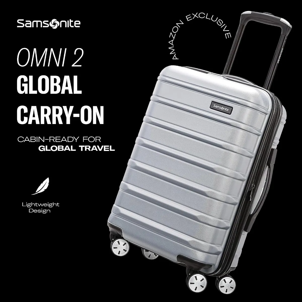 Omni 2 Airline Approved Carry-On Luggage – Stress-Free Size Meets 22x14x9" Requirements – For Fast Trips & Avoiding Baggage Fees – Dual 360° Spinner Wheels, USB Power Hub, Expands 1.5” – Silver