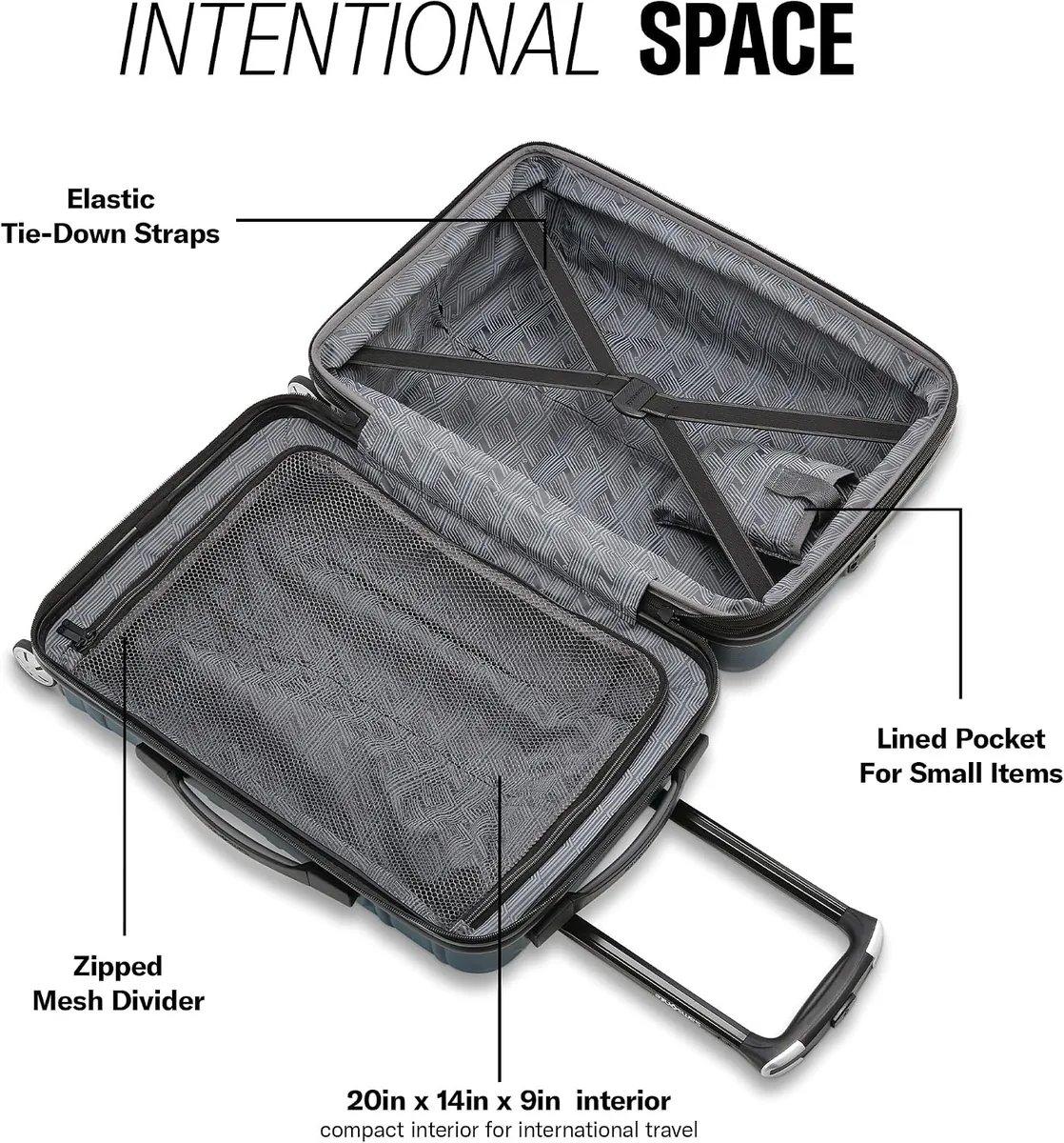 Omni 2 Airline Approved Carry-On Luggage – Stress-Free Size Meets 22x14x9" Requirements – For Fast Trips & Avoiding Baggage Fees – Dual 360° Spinner Wheels, USB Power Hub, Expands 1.5” – Silver