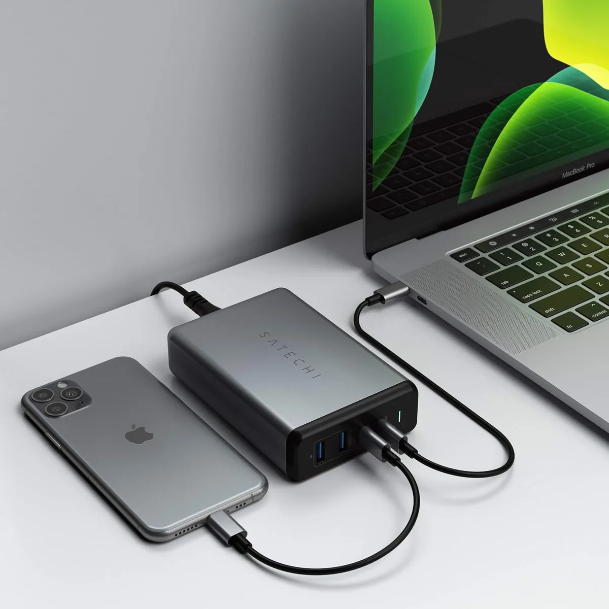 Satechi 108W Pro USB C PD Desktop Charging Station – 2 USBC PD & 2 USB A Ports, Compatible with 2025/2020/2019 MacBook Pro, 2020/2018 MacBook Air, M5/M1 iPad Pro/Air, iPhone 16 (Pro/Pro Max/Plus - US)