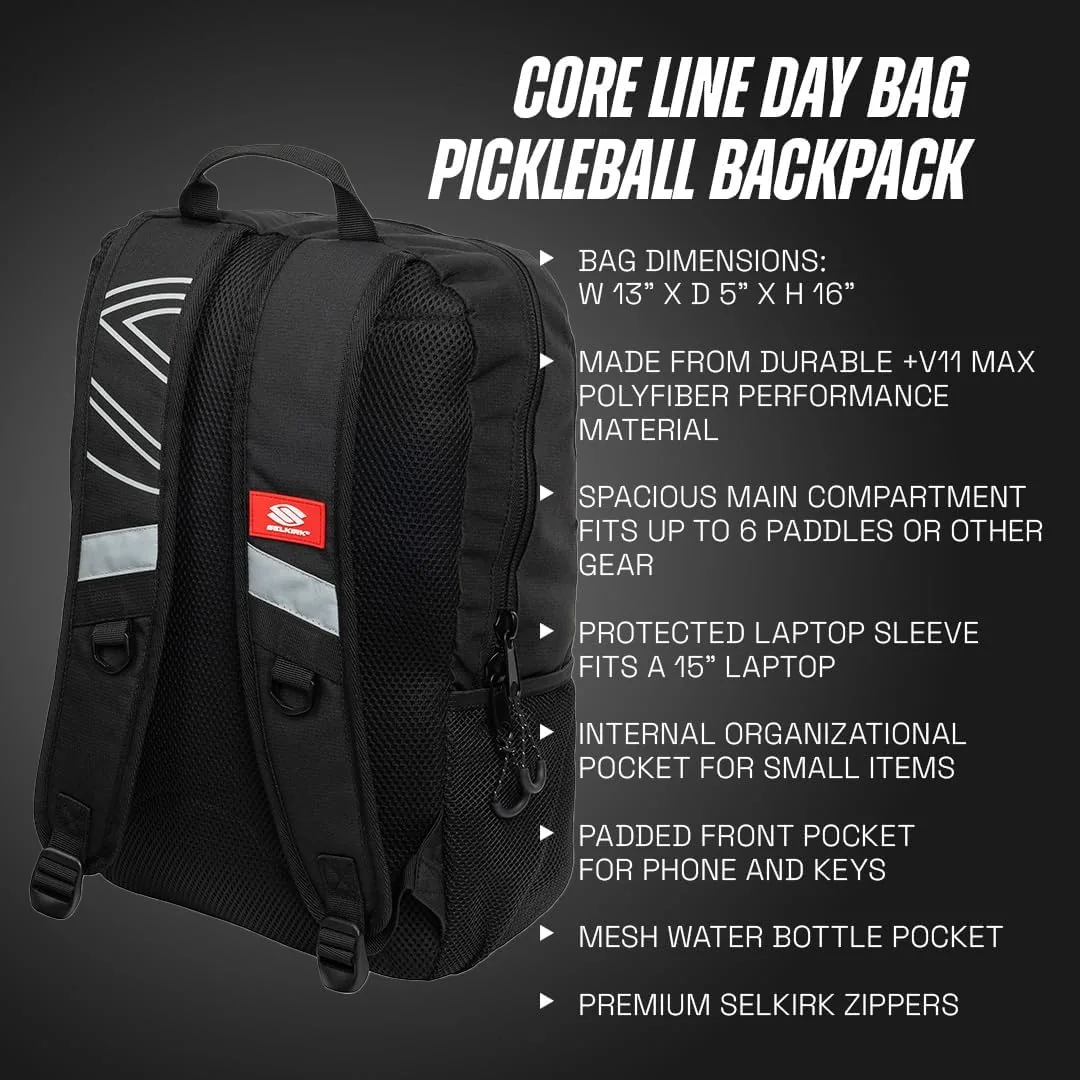 Selkirk Sport Day Backpack | Pickleball Bag | Holds 2 Paddles | Black