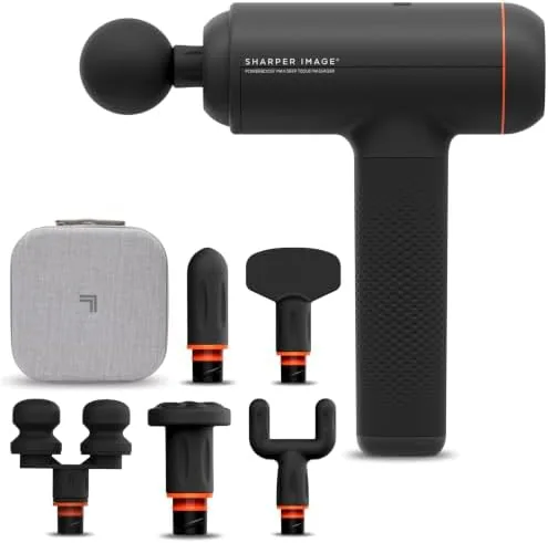 Sharper Image PowerBoost Max Massage Gun [2026 Version] Anti-Stall Deep Tissue Percussion Massager| 7 Speeds| Workout Muscle Recovery| Pain Relief| Back & Shoulder Massage Tool| Gifts for Men Women