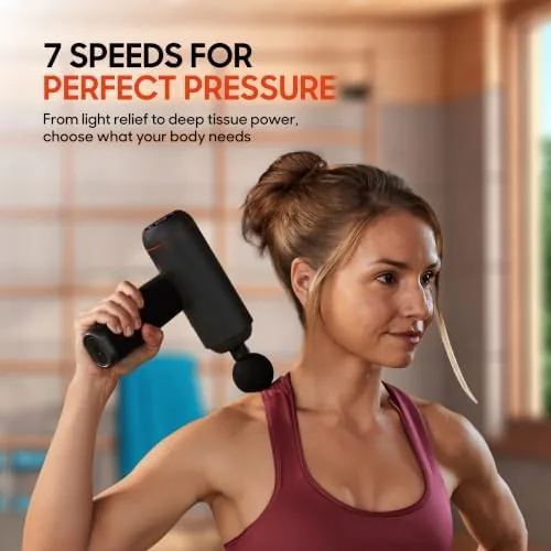 Sharper Image PowerBoost Max Massage Gun [2026 Version] Anti-Stall Deep Tissue Percussion Massager| 7 Speeds| Workout Muscle Recovery| Pain Relief| Back & Shoulder Massage Tool| Gifts for Men Women