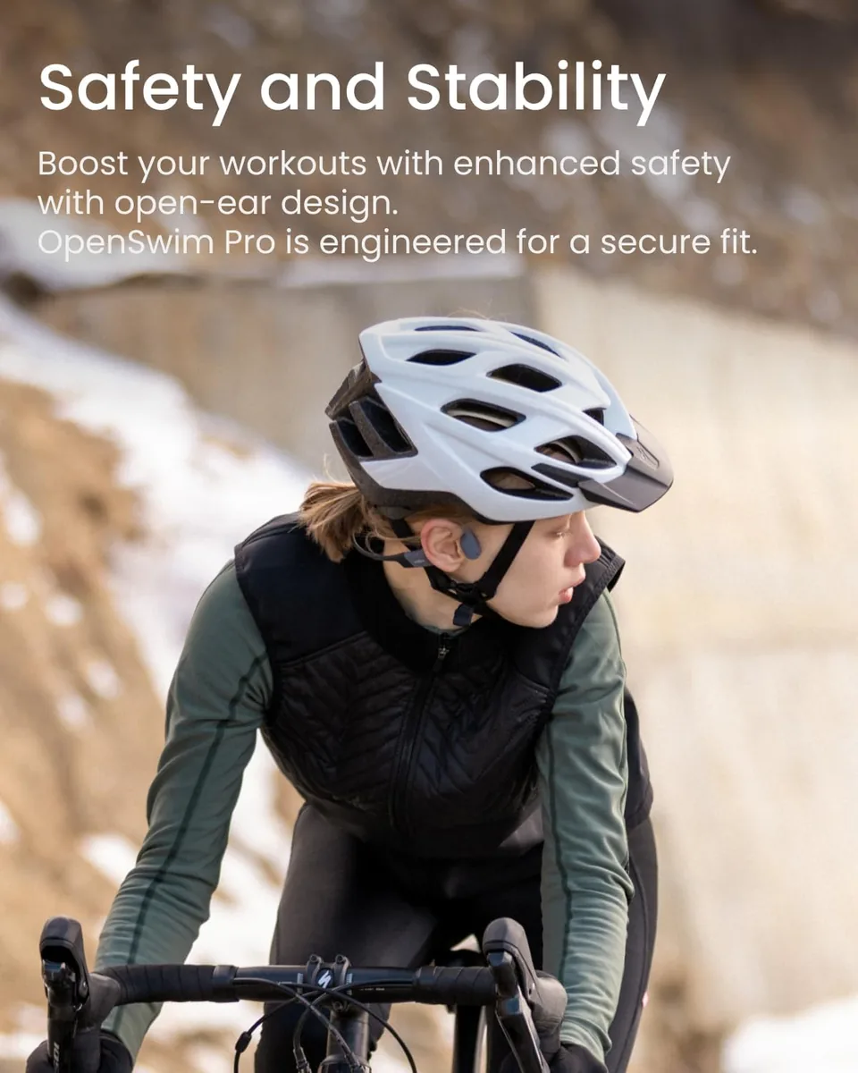 SHOKZ OpenSwim Pro - Open-Ear Bluetooth & MP3 Bone Conduction Sport Headphones, Swimming Headphones, IP68 Waterproof, Grey