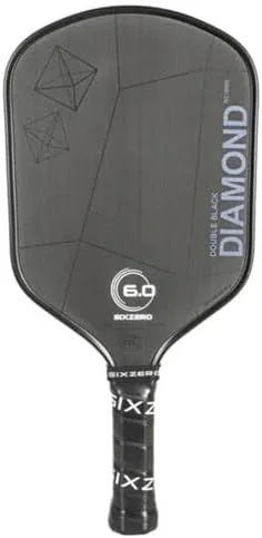 Six Zero Double Black Diamond Control 14 mm Black Pickleball Paddle