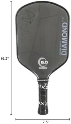 Six Zero Double Black Diamond Control 14 mm Black Pickleball Paddle
