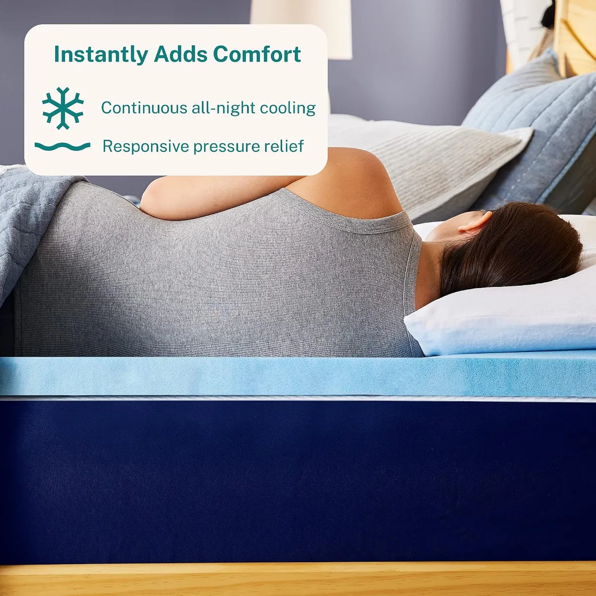 Sleep Innovations 2 Inch Cooling Gel Infused Memory Foam Mattress Topper, King Size, Cool Comfort, Medium Support