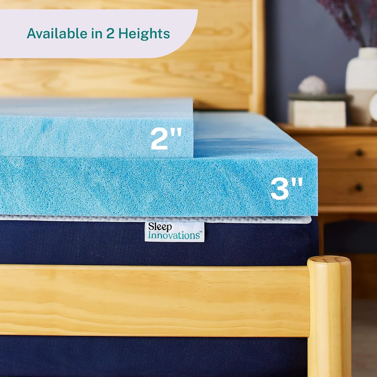Sleep Innovations 2 Inch Cooling Gel Infused Memory Foam Mattress Topper, King Size, Cool Comfort, Medium Support