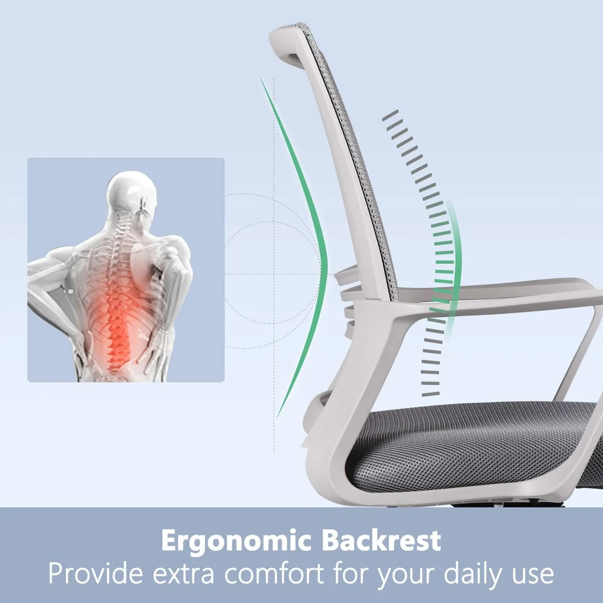 Office Chair Ergonomic Mesh Chair Computer Desk Chair Executive Home Office Chairs with Lumbar Support Armrest Rolling Swivel Adjustable Mid Back Grey