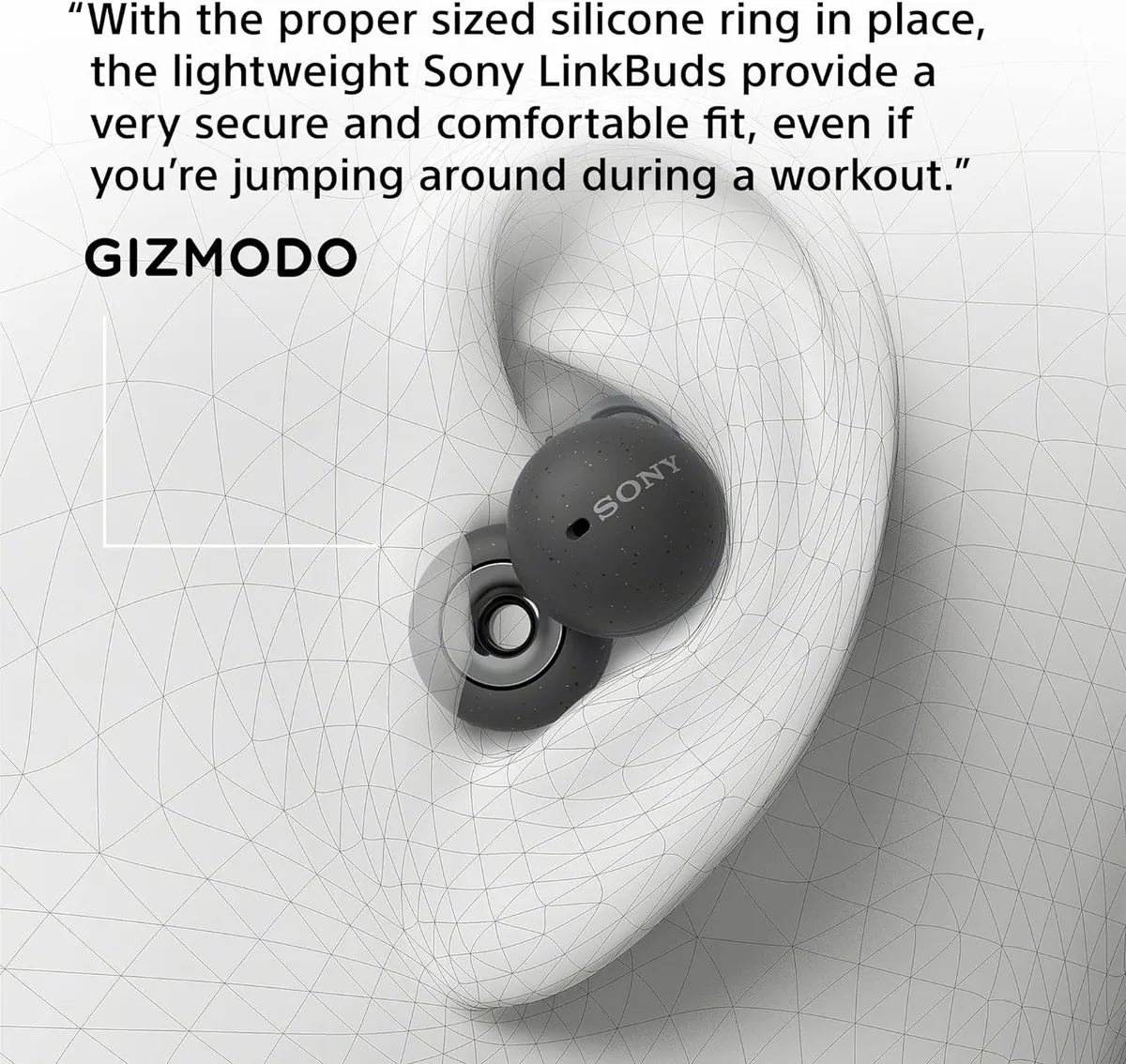 Sony LinkBuds Truly Wireless Earbud Headphones with an Open-Ring Design for Ambient Sounds and Alexa Built-in, Bluetooth Ear Buds Compatible with iPhone and Android, Gray