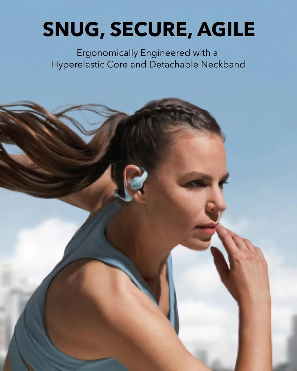 Soundcore by Anker AeroFit Pro Open-Ear Earbuds, Comfort Fit, 46H Playtime | Bluetooth 5.3 and LDAC audio with ergonomic secure fit, IP55 water resistance, app control, and rich sound