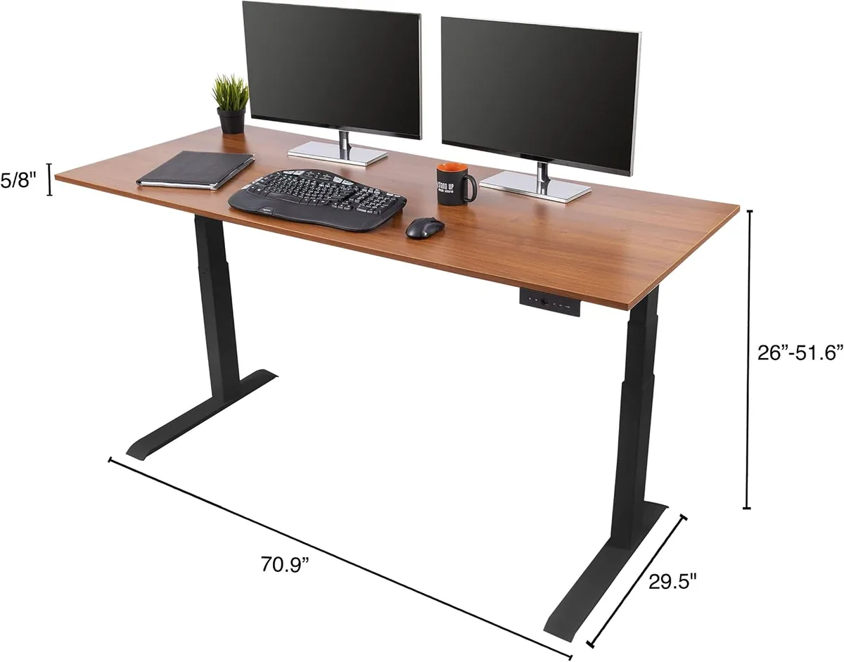 Stand Up Desk Store Electric Adjustable Height Standing Desk with Programmable Memory (Black Frame/Teak Top, 72" Wide)