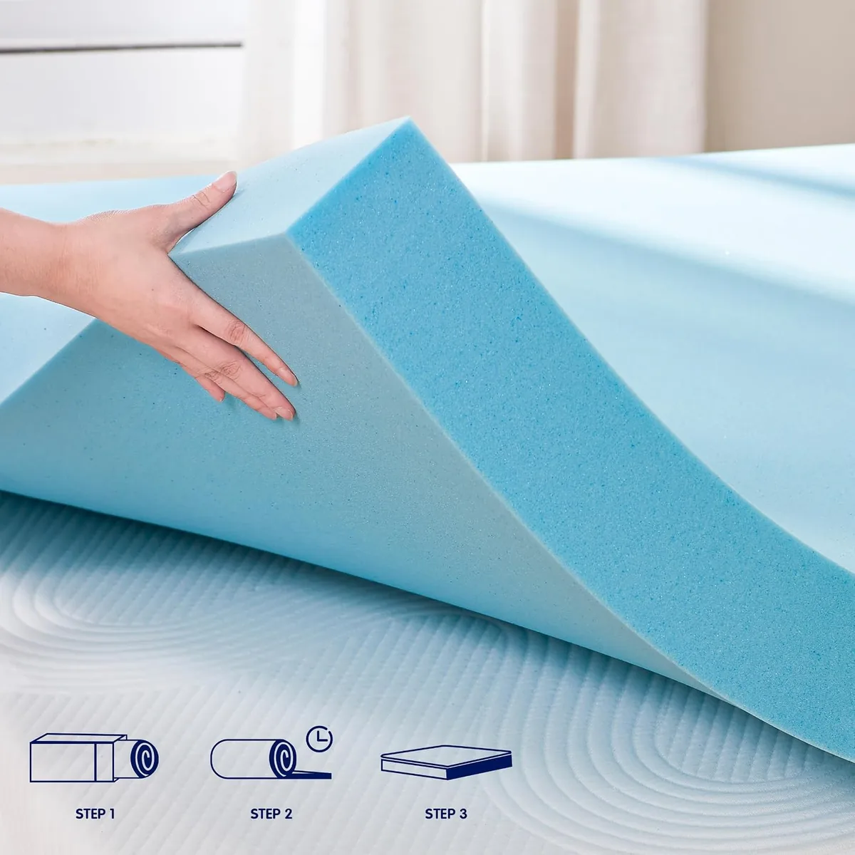 Subrtex Memory Foam Mattress Topper, 3 Inch Twin Gel-Infused Memory Foam Topper, Gel-Infused Memory Foam Topper for Side Stomach Sleepers, CertiPUR-US Certified