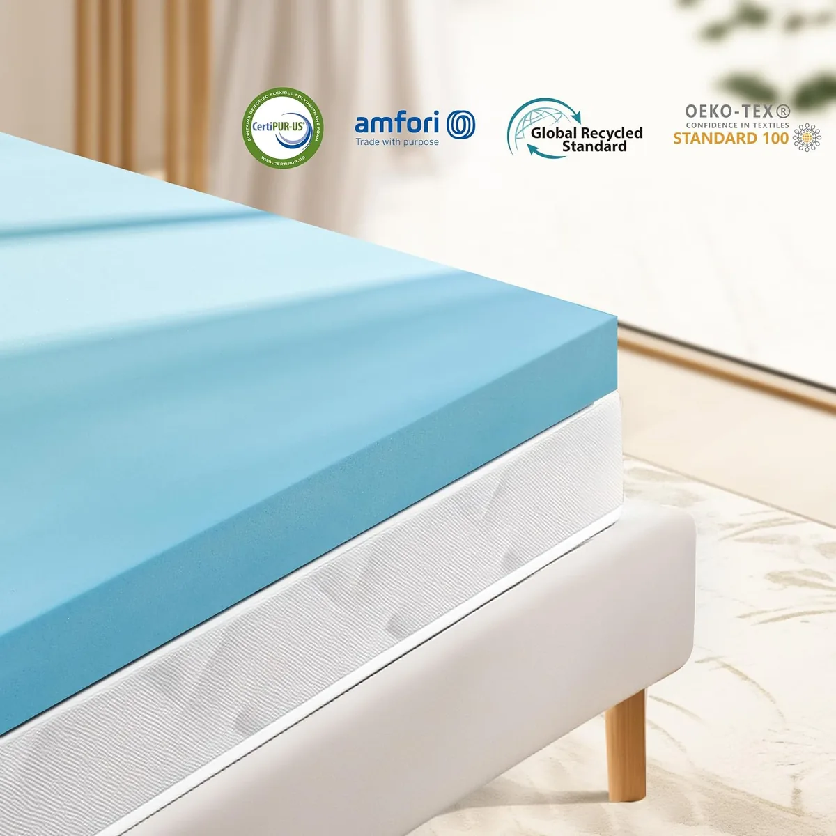 Subrtex Memory Foam Mattress Topper, 3 Inch Twin Gel-Infused Memory Foam Topper, Gel-Infused Memory Foam Topper for Side Stomach Sleepers, CertiPUR-US Certified