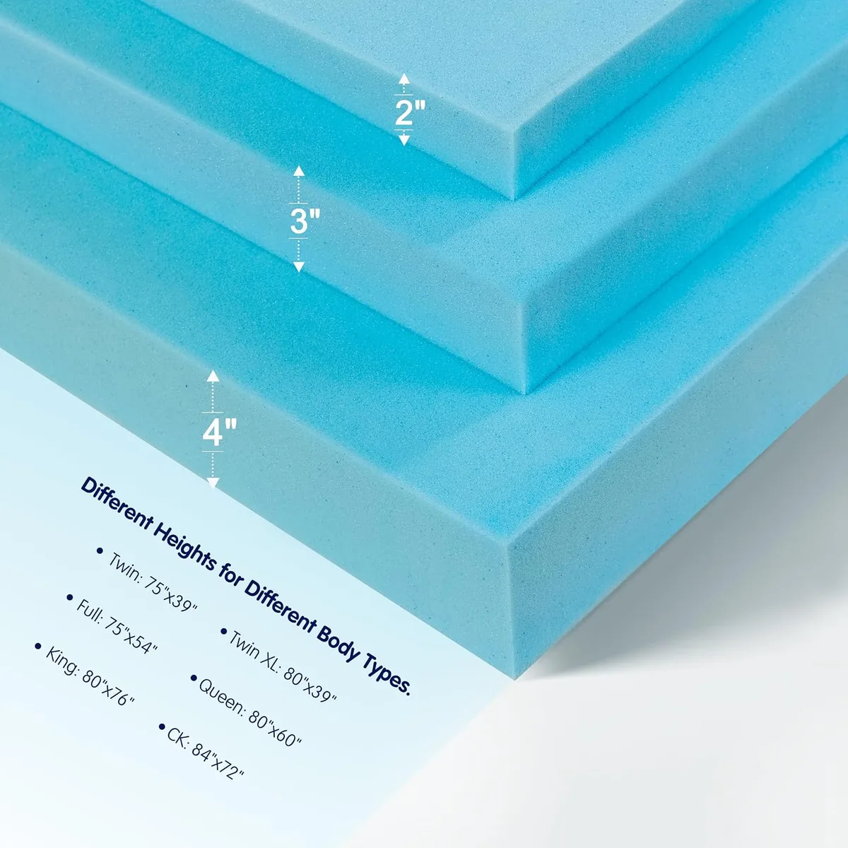 Subrtex Memory Foam Mattress Topper, 3 Inch Twin Gel-Infused Memory Foam Topper, Gel-Infused Memory Foam Topper for Side Stomach Sleepers, CertiPUR-US Certified