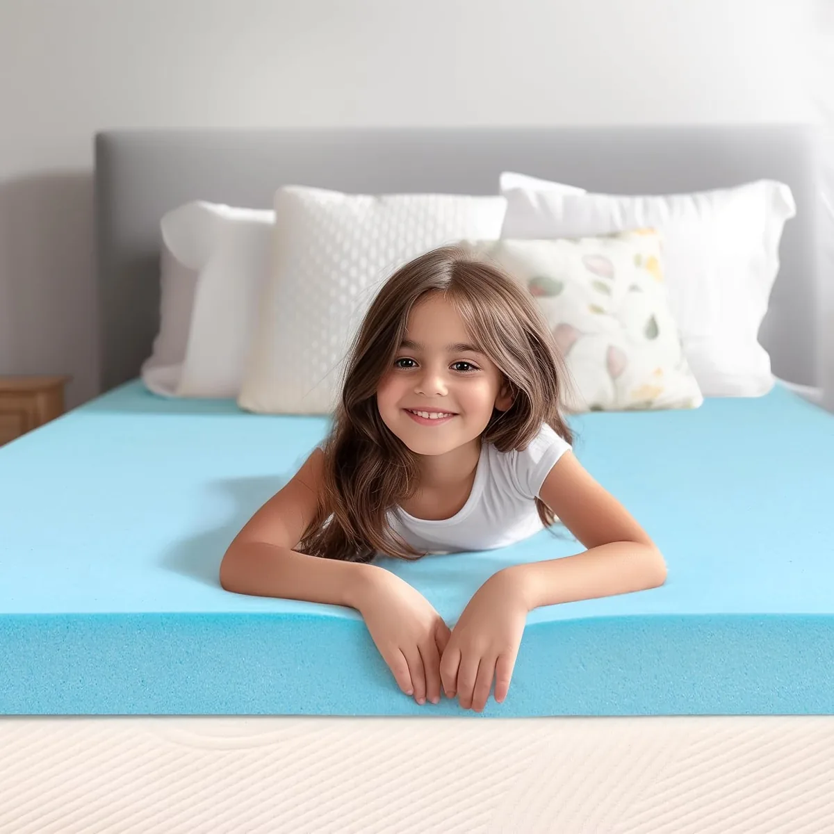 Subrtex King Memory Foam Mattress Topper, 4 Inch Gel-Infused Memory Foam Topper, Gel-Infused Memory Foam Topper for Side Stomach Sleepers, CertiPUR-US Certified