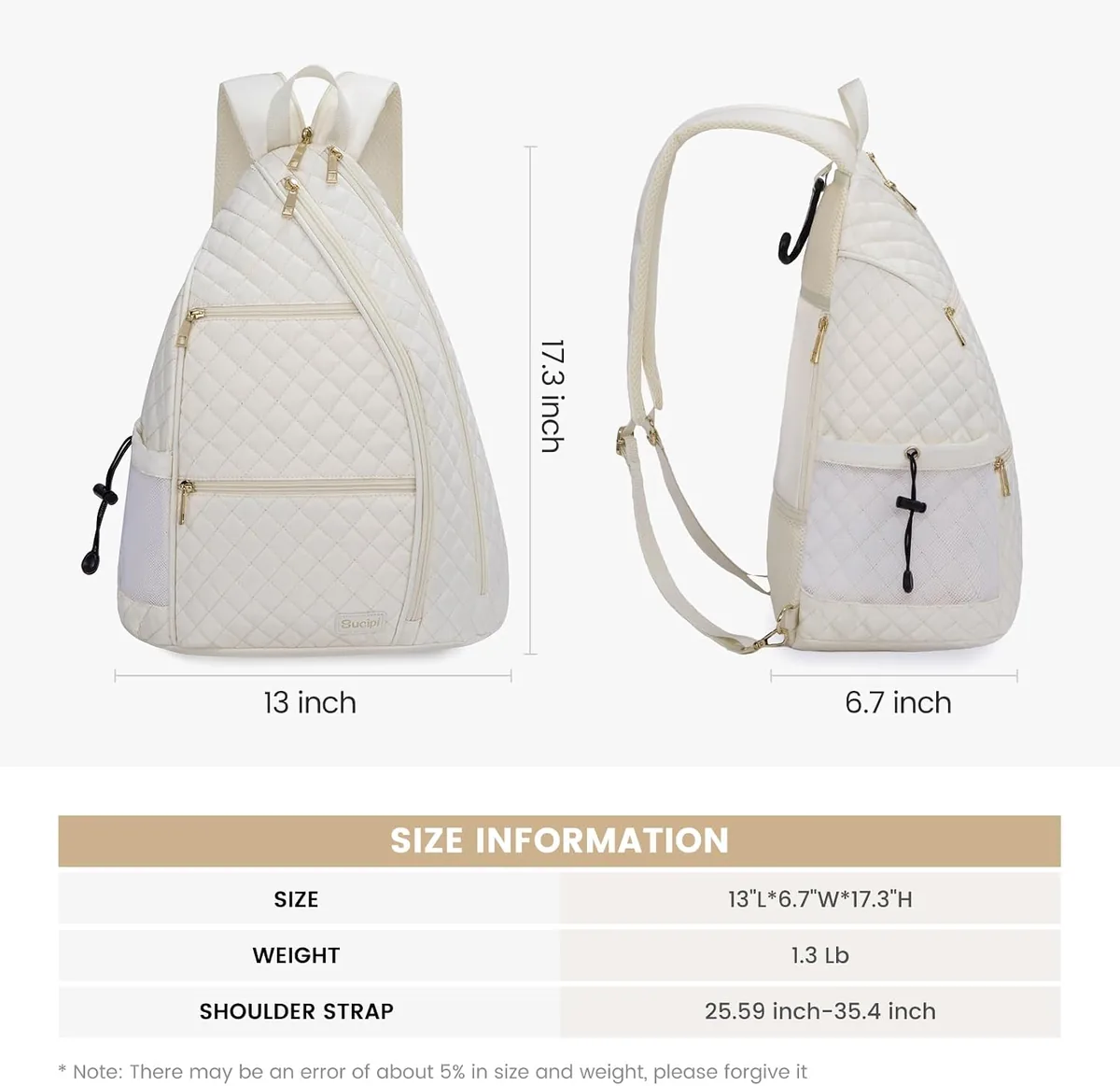 Sucipi Pickleball Bag for Women, Pickleballs Backpack with Fence Hook Reversible Quilted Crossbody Sling Bags Pickle Ball Paddle Bag-Holds Paddles, Pickleballs Accessories,Green White