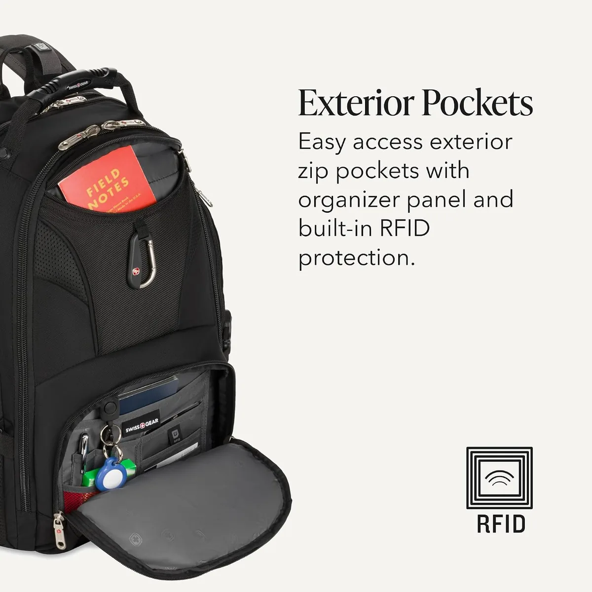 SWISSGEAR 1900 ScanSmart Laptop Backpack, Fits Most 17-Inch Laptops, TSA-Friendly Lay-Flat Design, RFID Protection, and Tablet Pocket, Black, 31L, 18.5-Inch