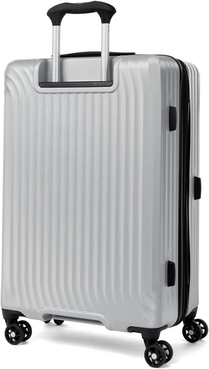Travelpro Maxlite Air Hardside Expandable Checked Luggage, 8 Spinner Wheels, Lightweight Hard Shell Polycarbonate Suitcase, Metallic Silver, Checked Medium 25-Inch