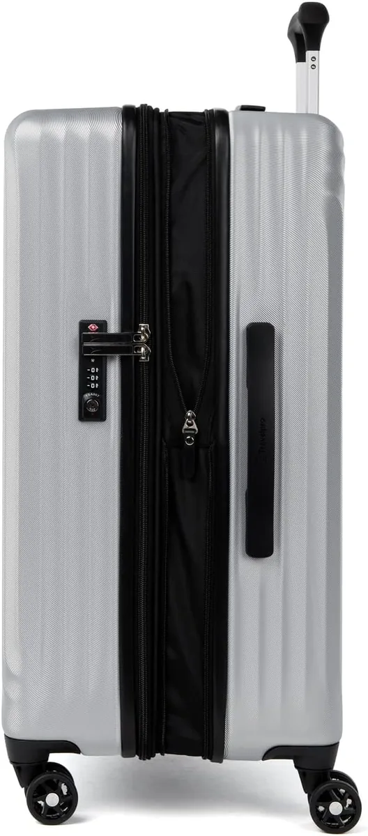 Travelpro Maxlite Air Hardside Expandable Checked Luggage, 8 Spinner Wheels, Lightweight Hard Shell Polycarbonate Suitcase, Metallic Silver, Checked Medium 25-Inch