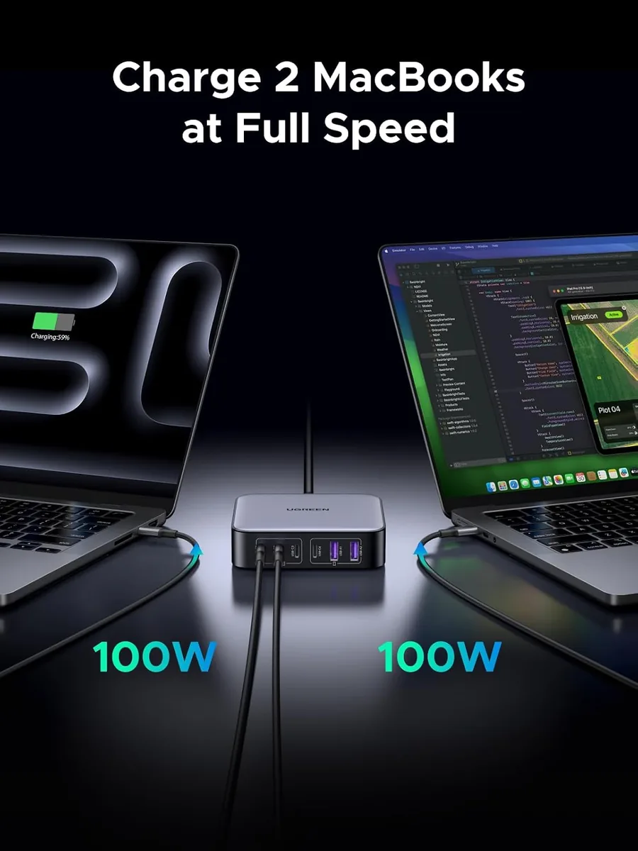 UGREEN Nexode 200W GaN USB C Charging Station, 6-Port Desktop Charger for MacBook Pro/Air, iPad Pro/Air, iPhone 17/16/15 Series, Galaxy S25/S24 Ultra, Pixel 10/9, Steam Deck