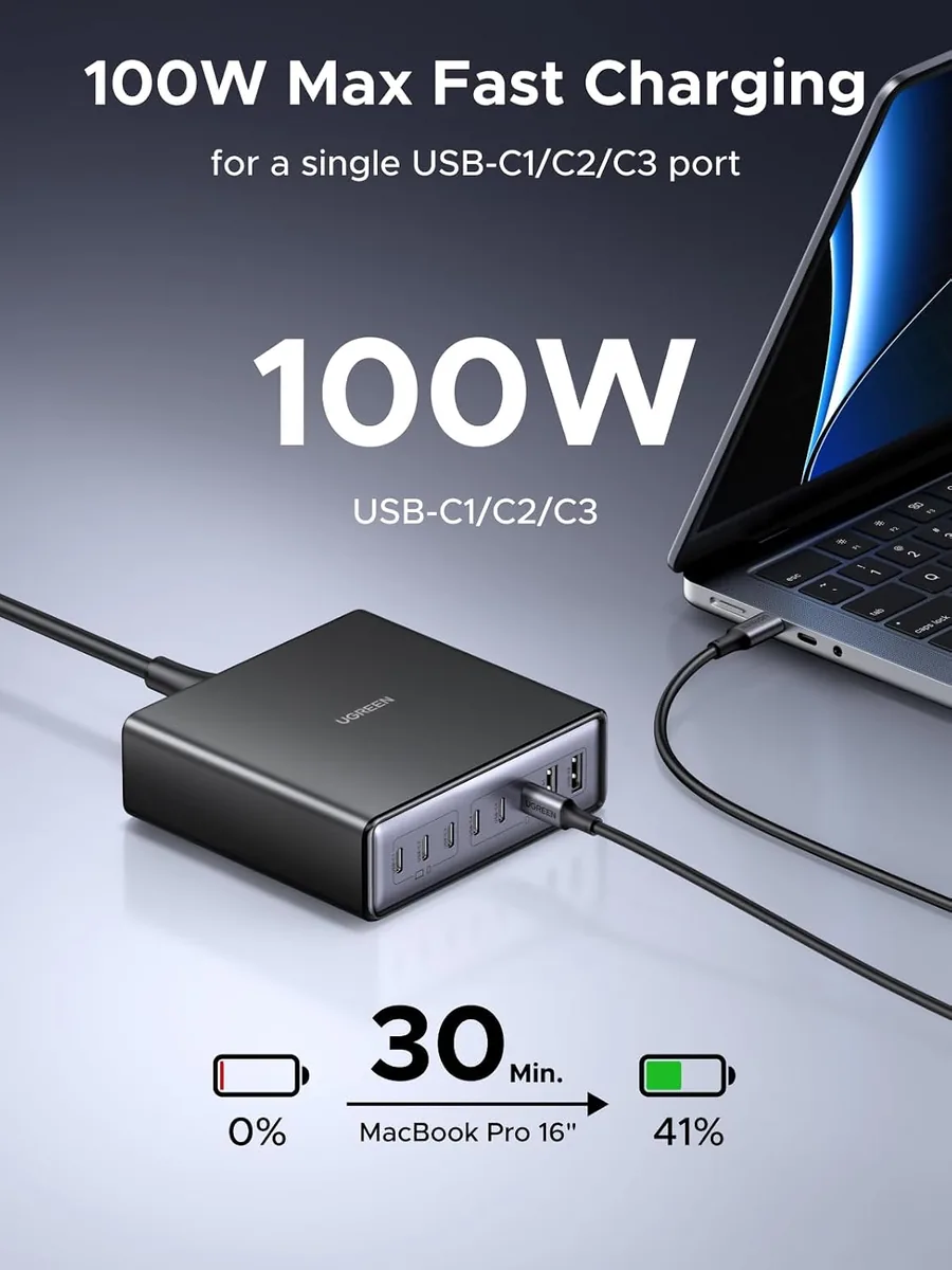 UGREEN Nexode 200W GaN USB C Charging Station, 8-Port Desktop Charger with PD 100W for MacBook Pro 16"/Air, Dell XPS, iPad Pro, iPhone 17/16/15, Galaxy S25/S24, Pixel 10/9