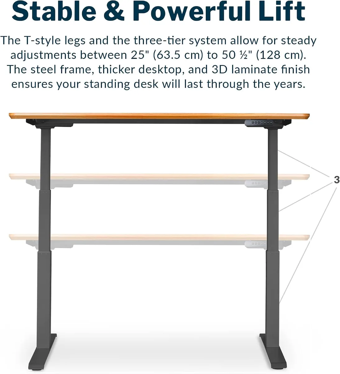 Vari Classic Electric Standing Desk - VariDesk Height Adjustable Sit/Stand Desk - Dual Motor with Memory Presets, Stable T-Style Legs - Gaming or Home Office Workstation - 60”x30”, Butcher Block