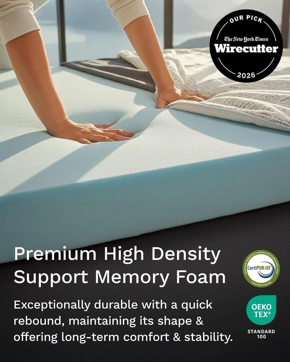 ViscoSoft 3 Inch Memory Foam Mattress Topper Queen - Select High Density Ventilated Mattress Pad - Premium Removable Rayon Cover