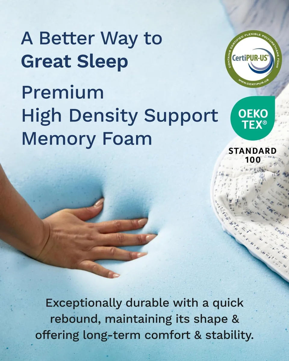 ViscoSoft 3 Inch Memory Foam Mattress Topper Twin XL - Select High Density Ventilated Extra Long Mattress Pad - Premium Removable Rayon Cover