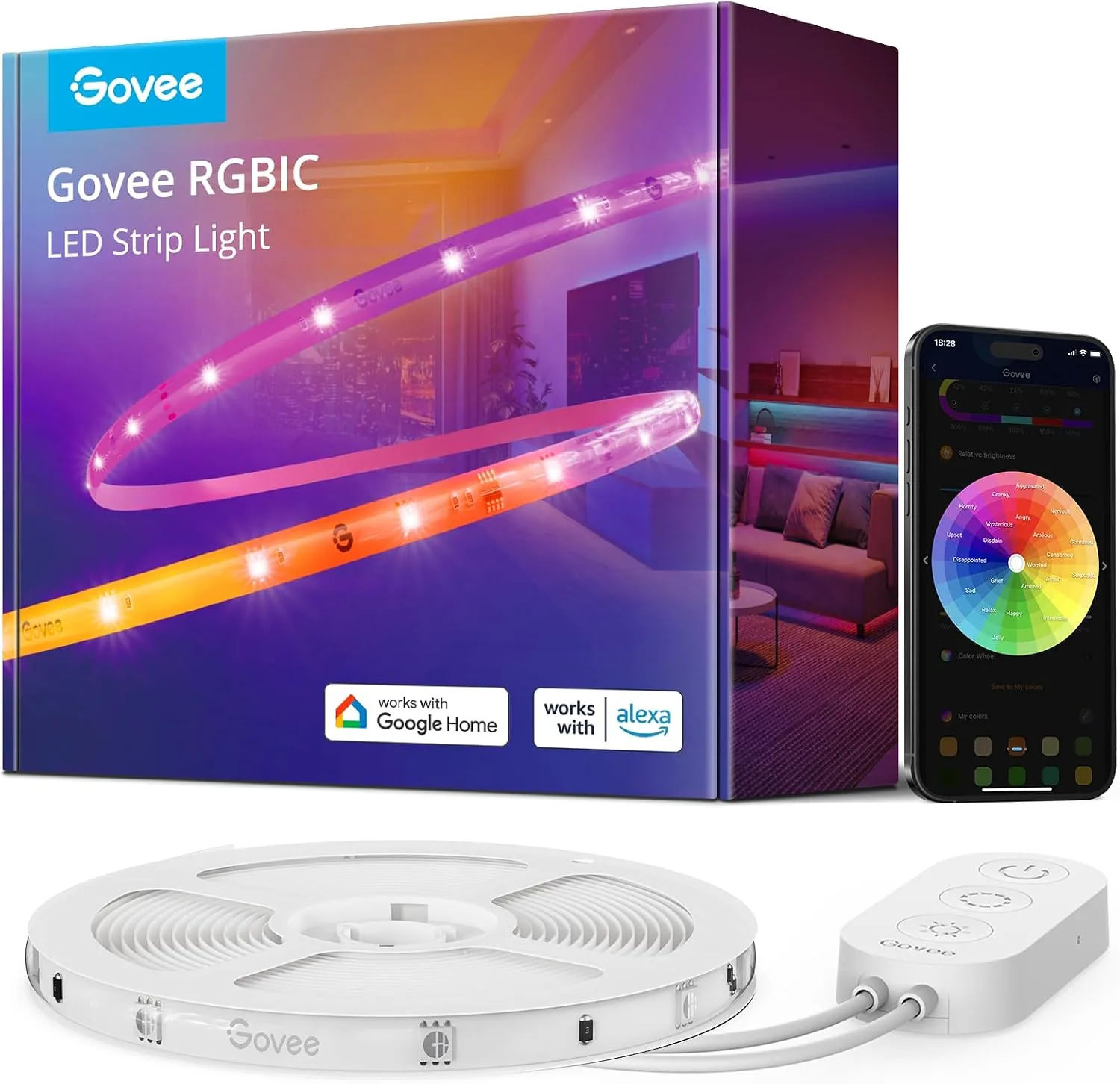 Govee RGBIC LED Strip Lights, 16.4ft WiFi LED Lights Work with Alexa and Google Assistant, Smart LED Strips App Control, DIY, Music Sync, Color Changing Lights for Bedroom, Home Decor