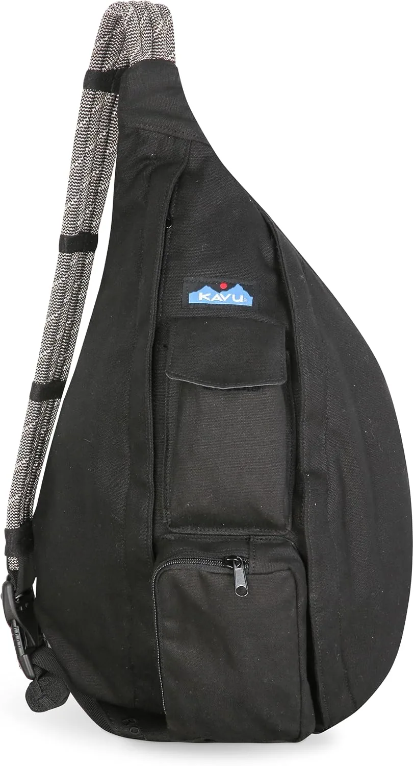 KAVU Rope Sling Bag - Large Crossbody Bags for Women & Men, Black