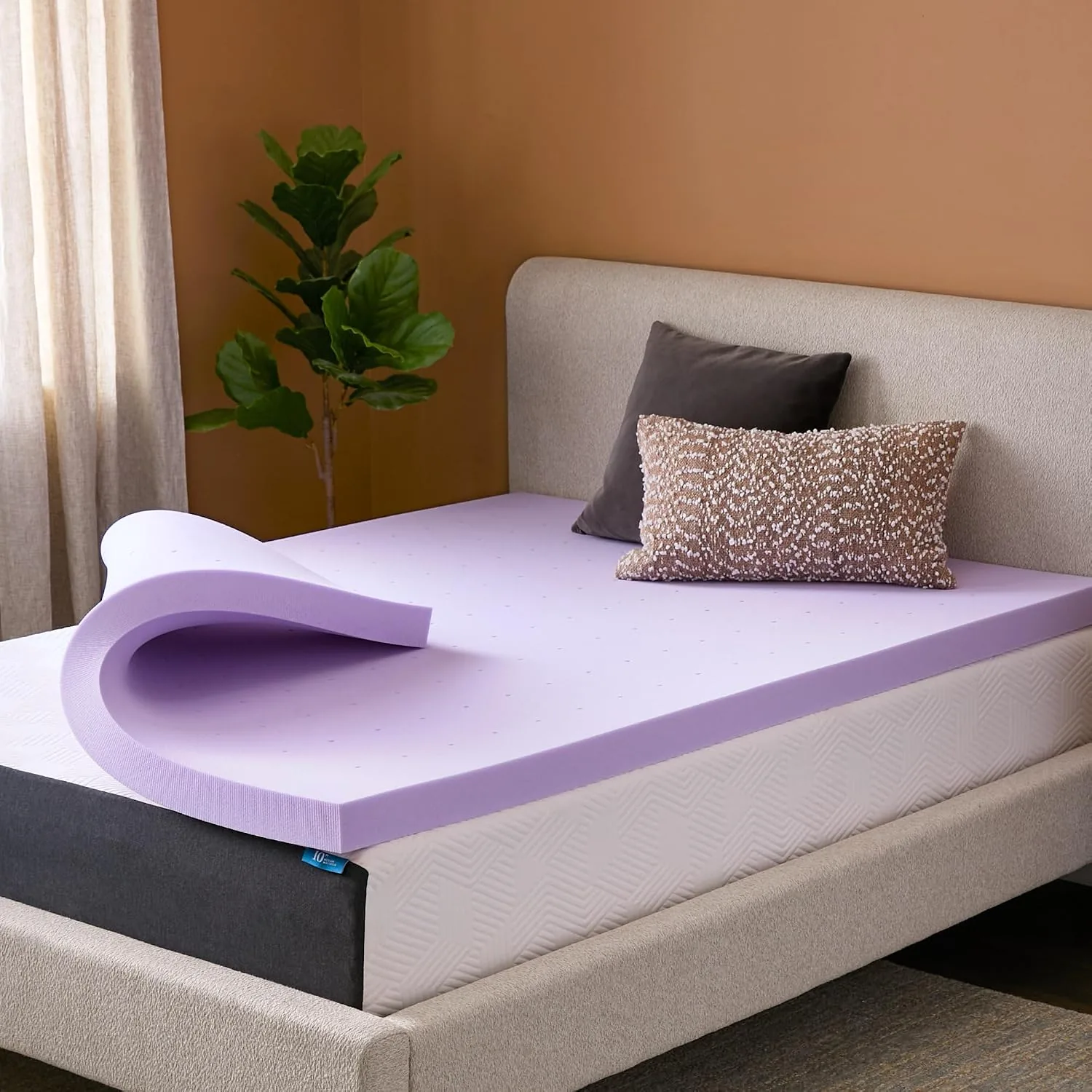 Lucid® 3" Lavender Memory Foam Mattress Topper – CertiPUR-US®, Queen
