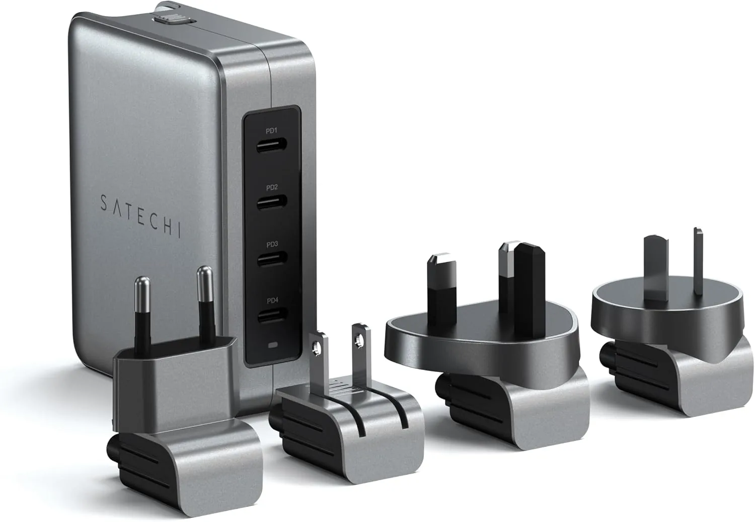 Satechi 145W GaN Travel Charger, 4-Port GaN USB C Charger, 2 USB-C PD 3.1, Fast Charging Travel Station for Laptop, for MacBook Air/Pro/Neo, iPad Air/Pro, iPhone 17 to 12 Series, Android, Windows