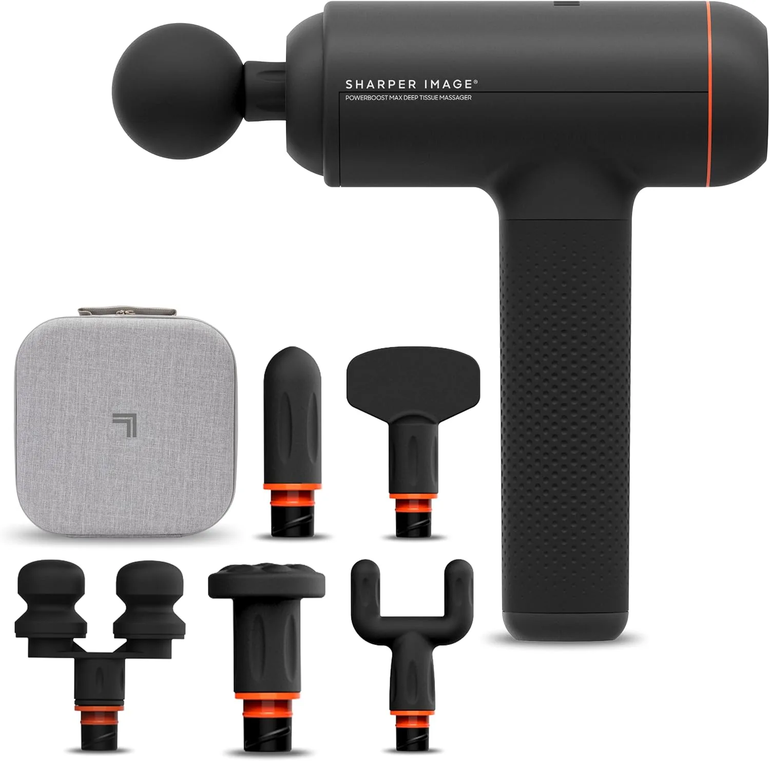 Sharper Image PowerBoost Max Massage Gun [2026 Version] Anti-Stall Deep Tissue Percussion Massager| 7 Speeds| Workout Muscle Recovery| Pain Relief| Back & Shoulder Massage Tool| Gifts for Men Women