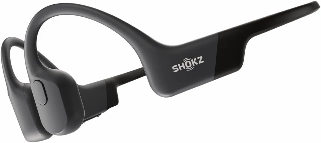 SHOKZ OpenRun Bone Conduction Open-Ear Bluetooth Sport Headphones, Running Workout,Sweat Headband, IP67 Sweat Resistant, 8H Playtime, Mic, Black