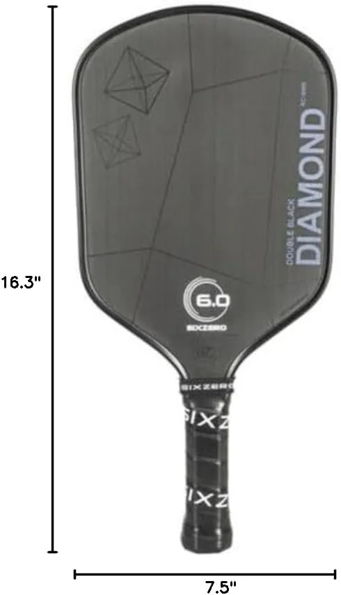 Six Zero Double Black Diamond Control 14 mm Black Pickleball Paddle Six Zero Double Black Diamond Control 14 mm Black Pickleball Paddle