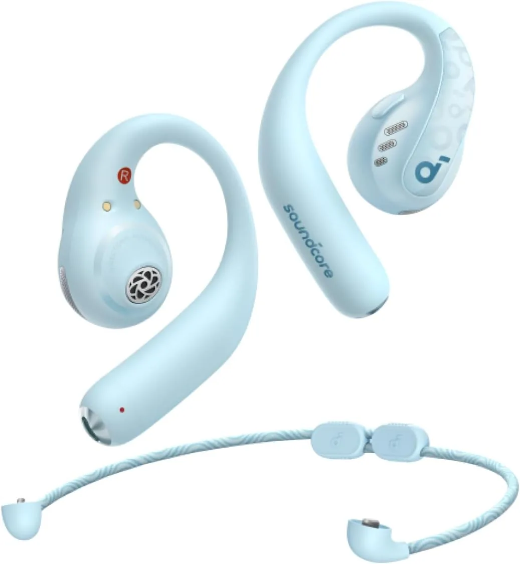 Soundcore by Anker AeroFit Pro Open-Ear Earbuds, Comfort Fit, 46H Playtime | Bluetooth 5.3 and LDAC audio with ergonomic secure fit, IP55 water resistance, app control, and rich sound