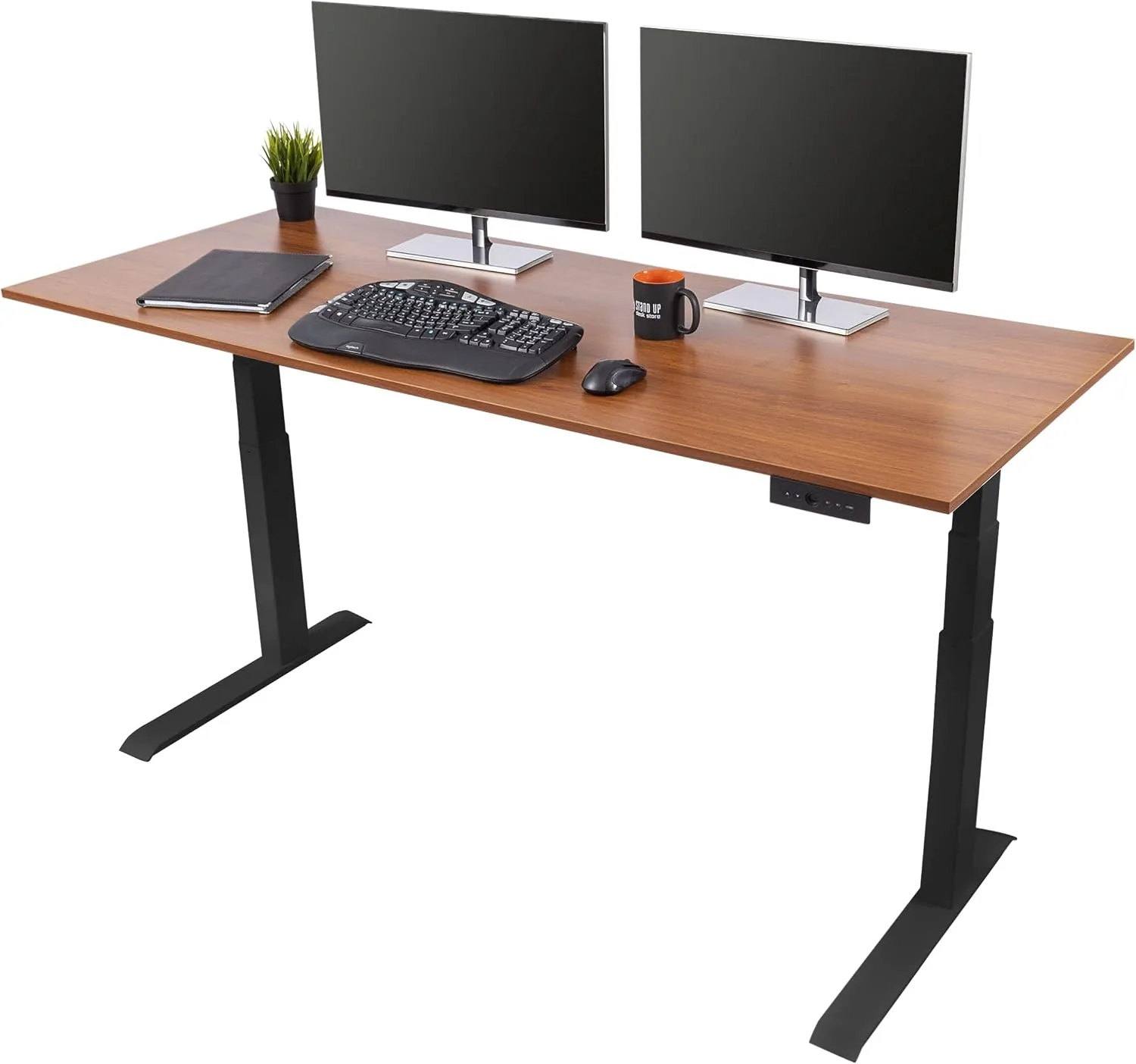Stand Up Desk Store Electric Adjustable Height Standing Desk with Programmable Memory (Black Frame/Teak Top, 72" Wide) Stand Up Desk Store Electric Adjustable Height Standing Desk with Programmable Memory (Black Frame/Teak Top, 72" Wide)