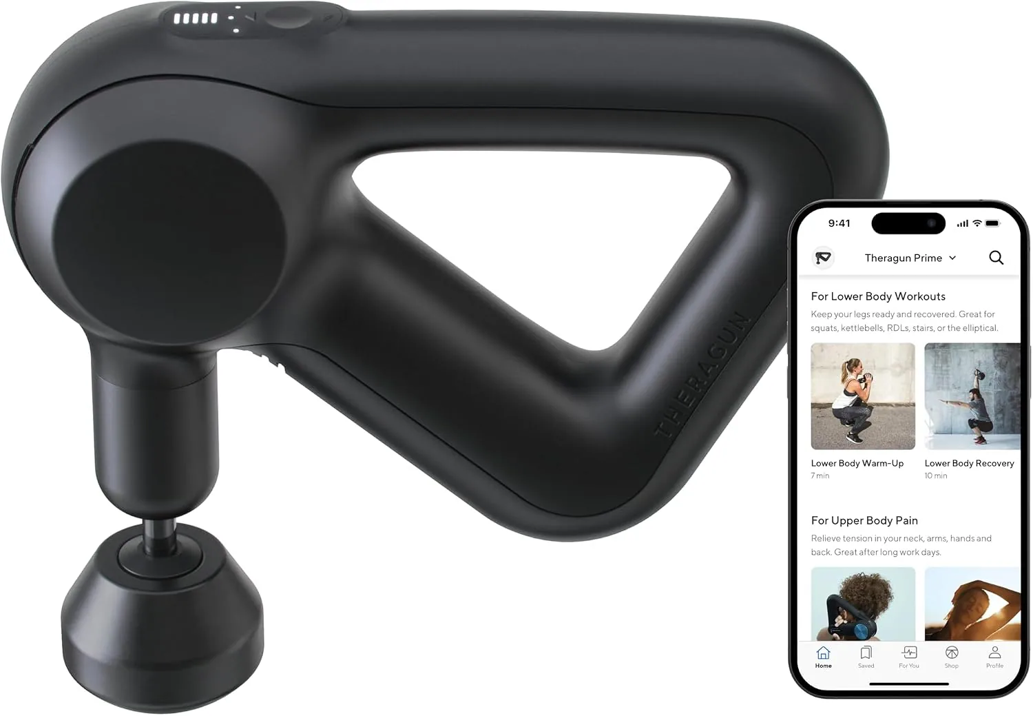 TheraGun Therabody Prime (4th Generation) - Deep Tissue Percussion Therapy Massage Gun - Bluetooth Enabled, Personal Massager for Pain Relief in Neck, Back, Leg, Shoulder and Body
