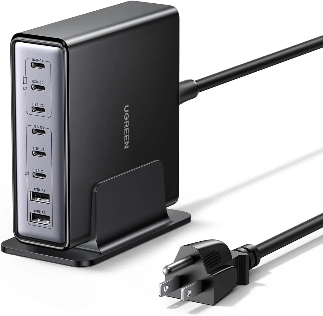 UGREEN Nexode 200W GaN USB C Charging Station, 8-Port Desktop Charger with PD 100W for MacBook Pro 16"/Air, Dell XPS, iPad Pro, iPhone 17/16/15, Galaxy S25/S24, Pixel 10/9