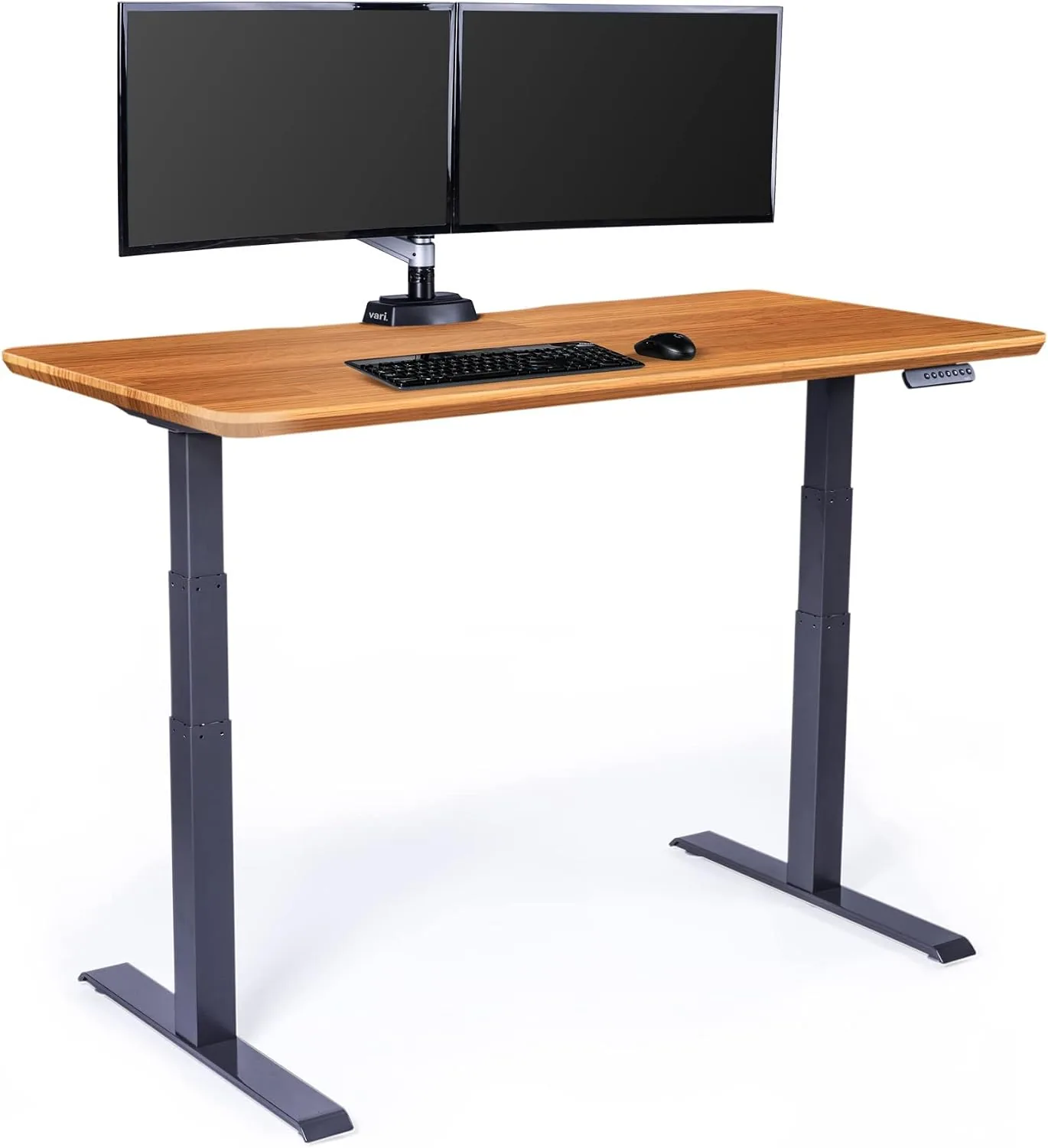 Vari Classic Electric Standing Desk - VariDesk Height Adjustable Sit/Stand Desk - Dual Motor with Memory Presets, Stable T-Style Legs - Gaming or Home Office Workstation - 60”x30”, Butcher Block